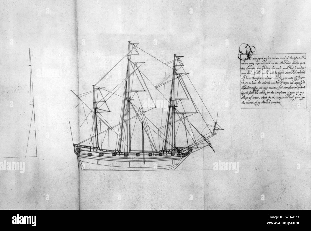 I piani di armamento di una sesta nave tasso dalla dottrina di architettura navale da Sir Anthony Deane Foto Stock