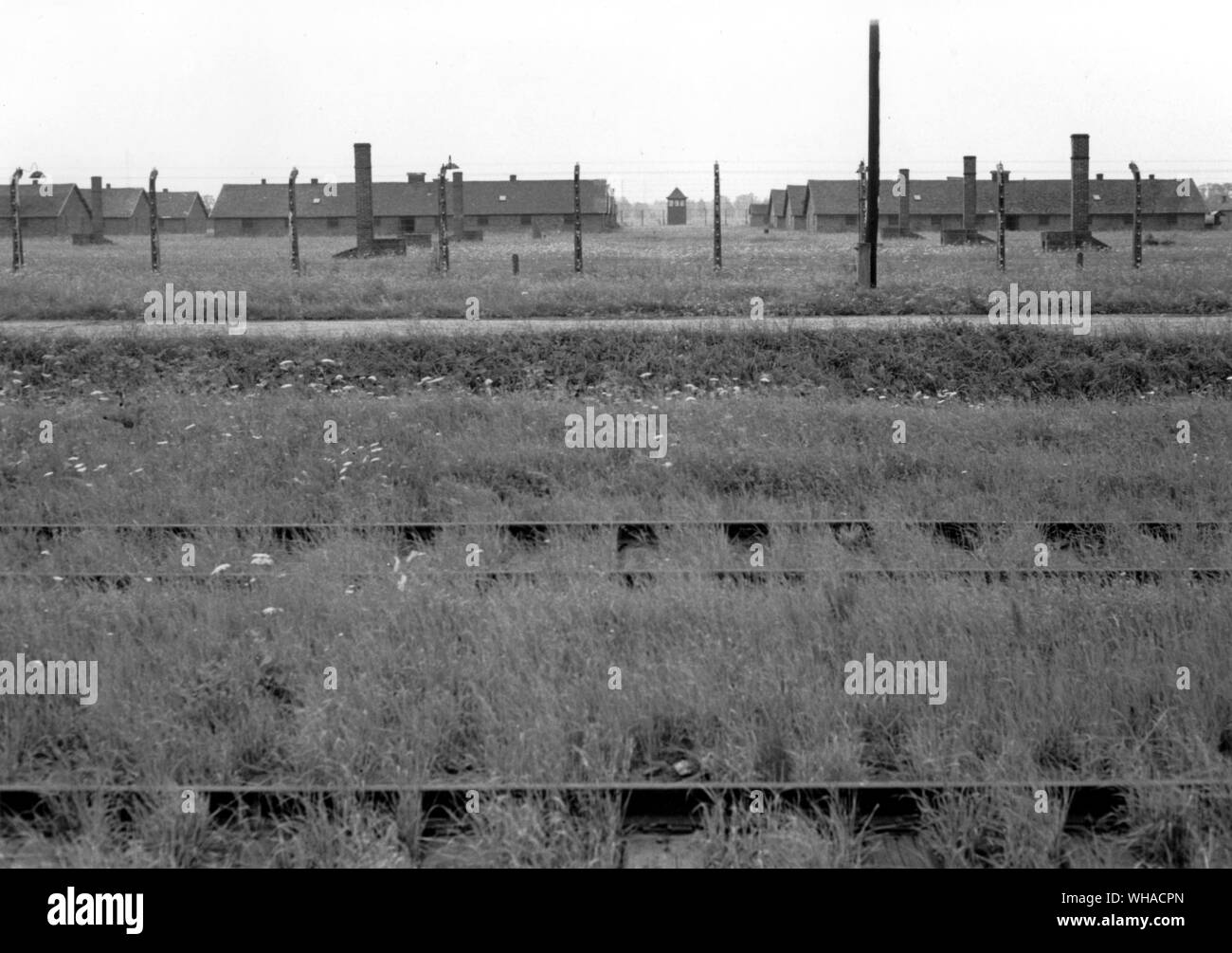Parte delle donne del camp a Birkenau e la ferrovia sciavero adottate nel 1980 Foto Stock