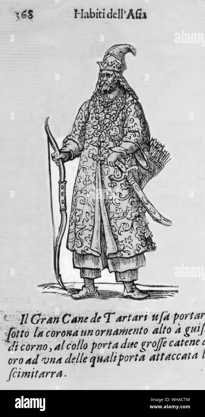 Kuchum Khan. Gran canna de Tartari xilografia di Habiti antichi e moderni da Cisare Vecellio Venezia 1598 Foto Stock