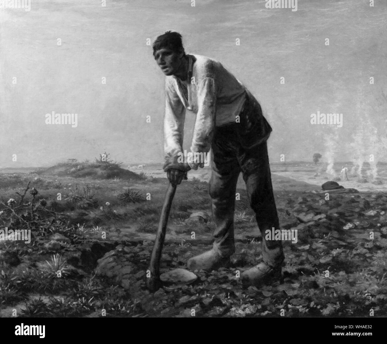 Jean Francois Millet 1814-1875 . L'uomo con una zappa Foto Stock