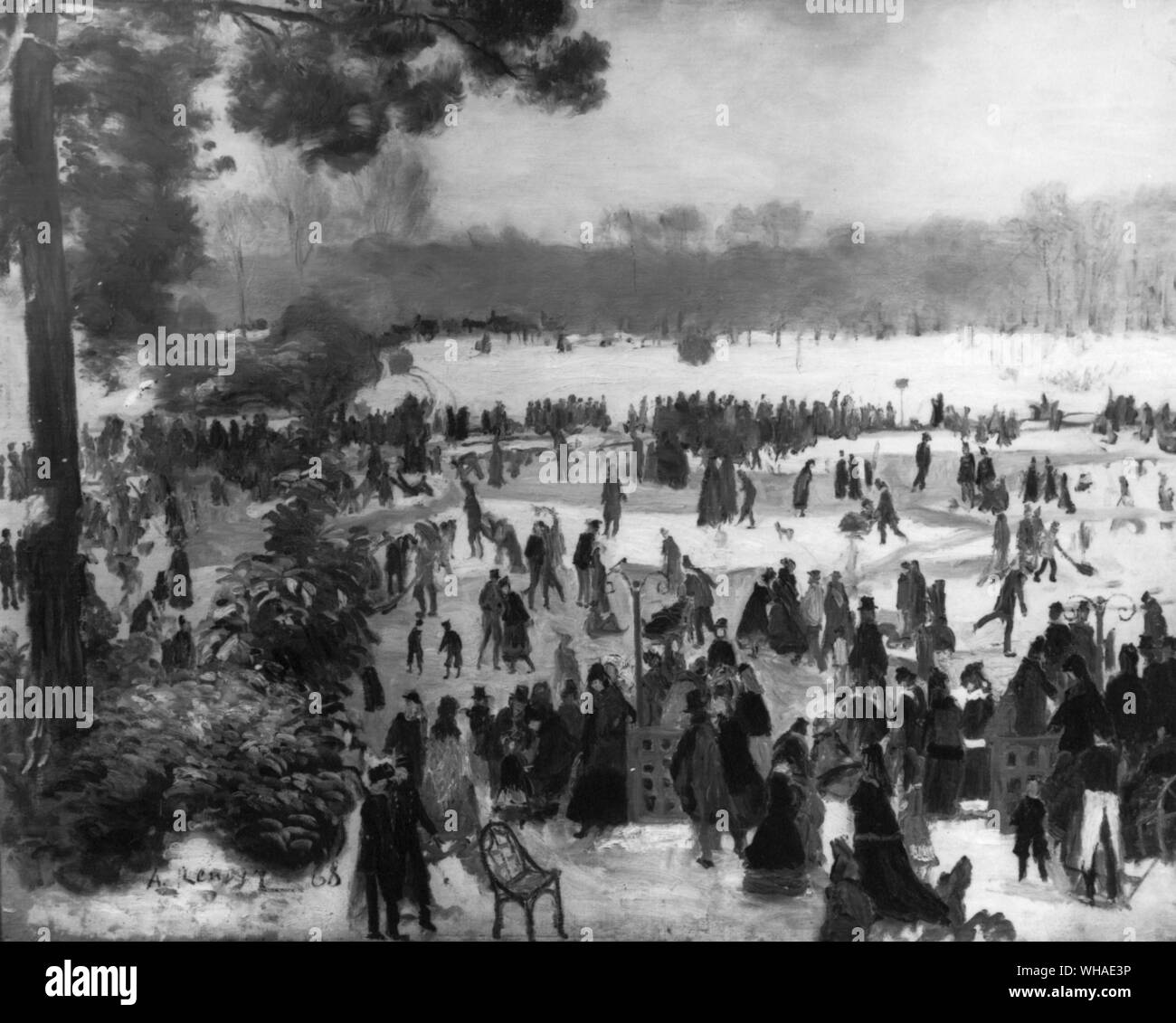 Renoir. Il pattinaggio nel Bois de Boulogne 1868 Foto Stock