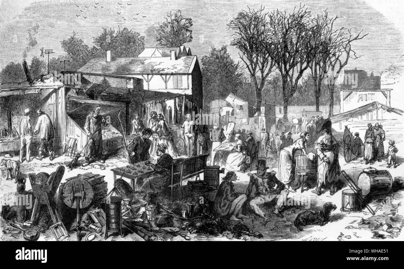 Da L'illustrazione XXI Aprile 1855. La povertà a Parigi in Rue Delambre Foto Stock