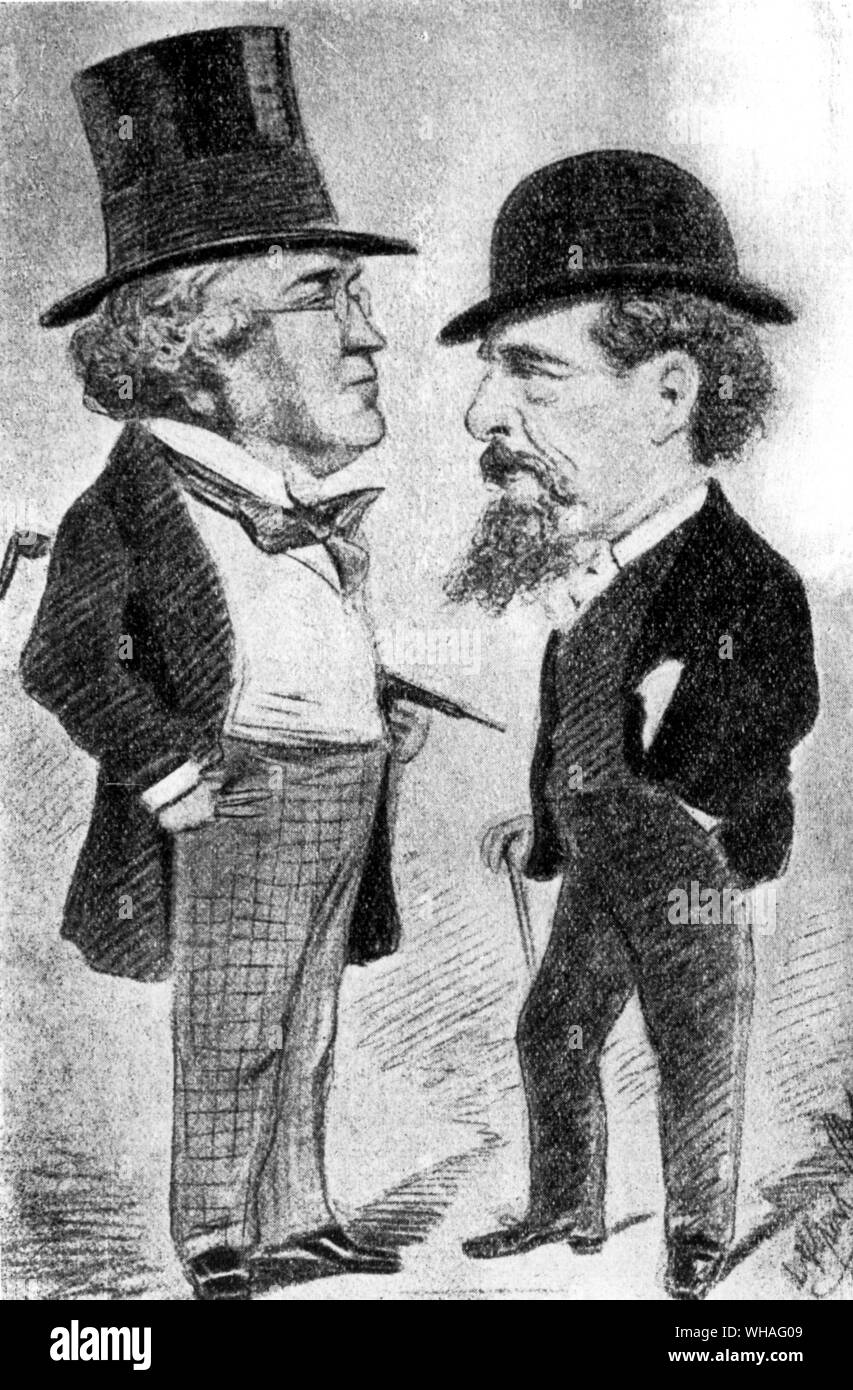 Thackeray e Dickens al momento del loro contenzioso Foto Stock