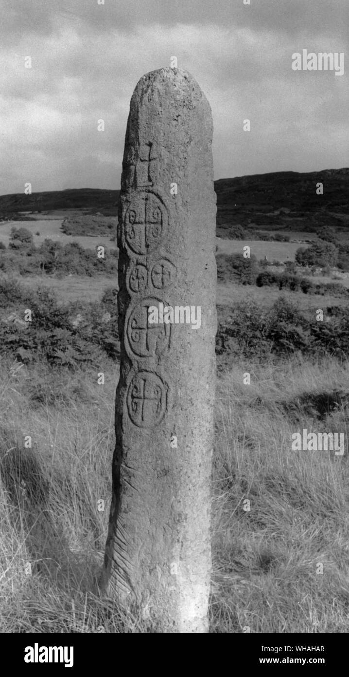 Inscritto pilastro. Kilnasaggart Co. Armagh Foto Stock