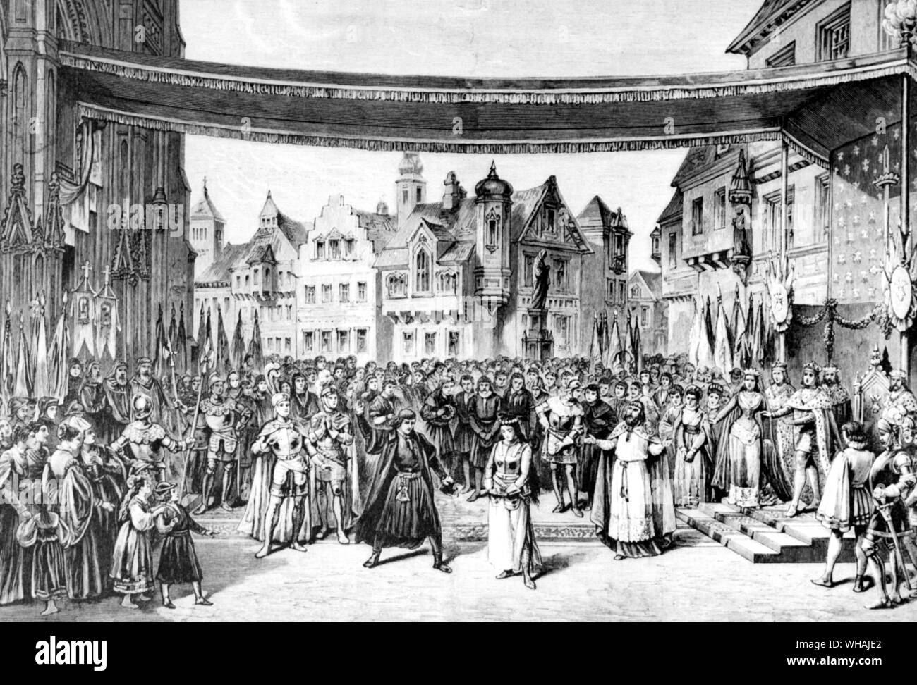 L incoronazione processione e Giovanna d Arco da Act 3 della cameriera di Orleans Foto Stock