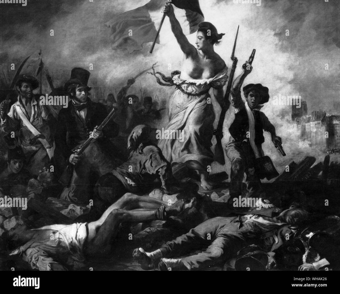Delacroix. La libertà che guida il popolo. Foto Stock