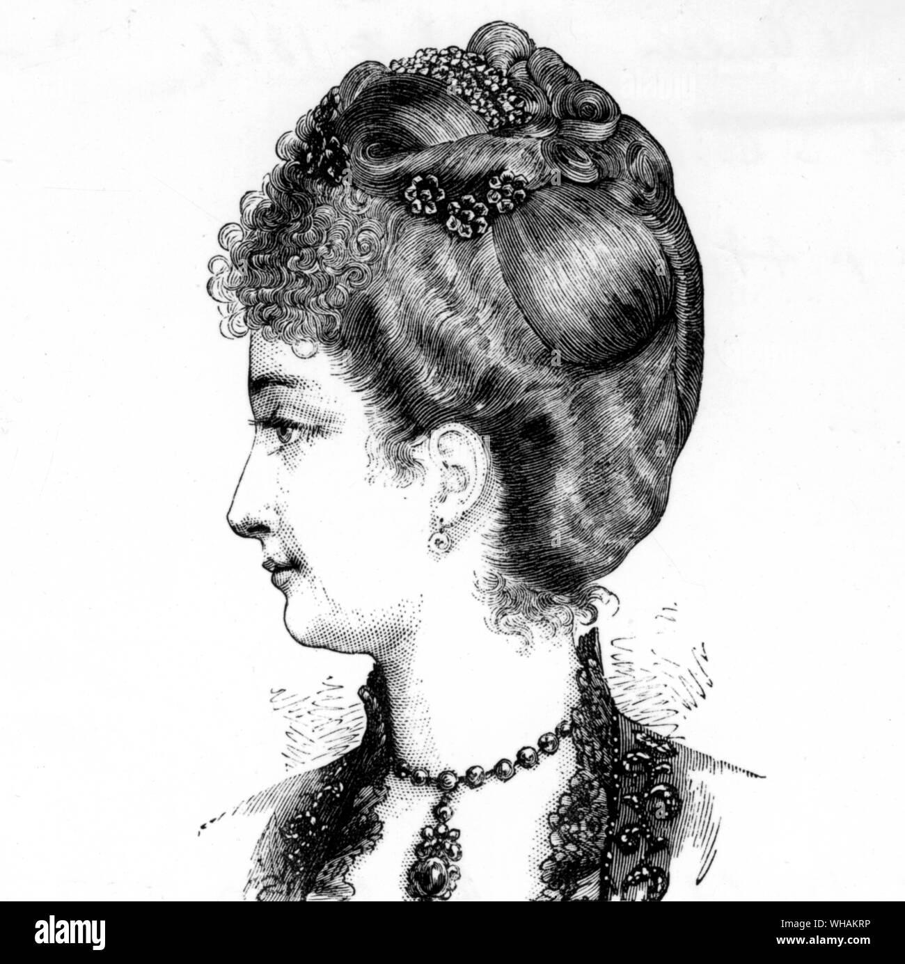 La regina dal 24 aprile 1886. La cena Abito stile di capelli Foto Stock