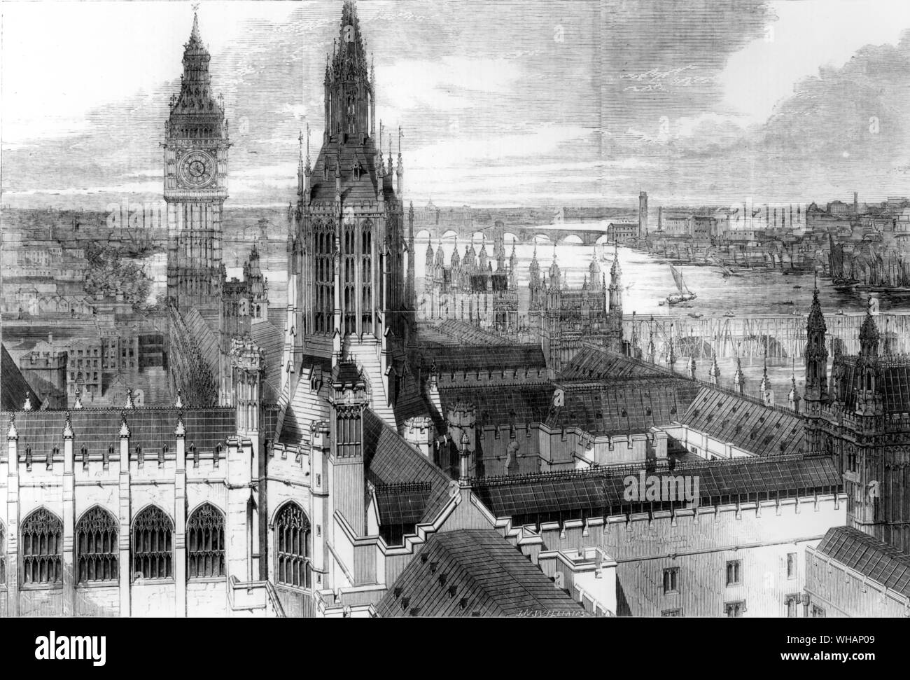 Le case del Parlamento . Londra. Il 28 gennaio 1860 Foto Stock