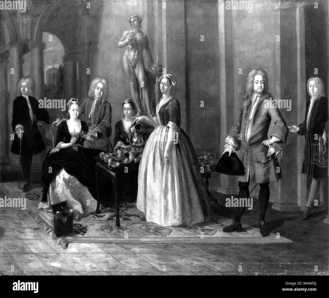 Una famiglia inglese al tè. Il XVIII secolo . British Foto Stock