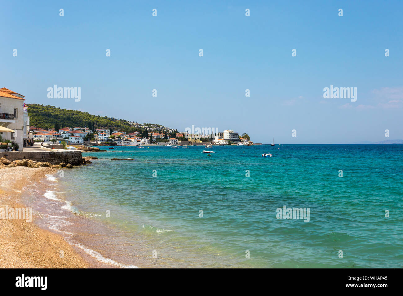 Edifici di Spetses isola sul golfo Saronico vicino ad Atene. La Grecia Foto Stock