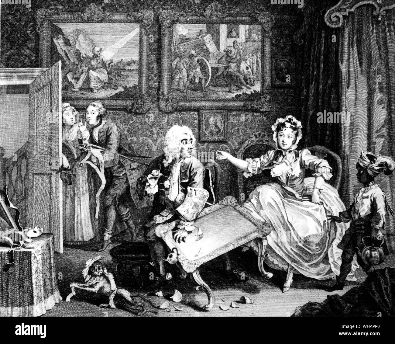 Hogarth's "litigare con lei ebreo Protector". Dalla prostituta progressi 1732 Foto Stock