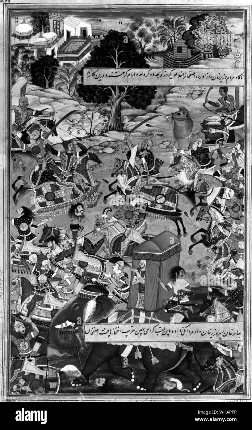 La lotta tra il Wazir Khan e Bahadur Khan vicino Chunar. Mirzapur. c 1566 Foto Stock