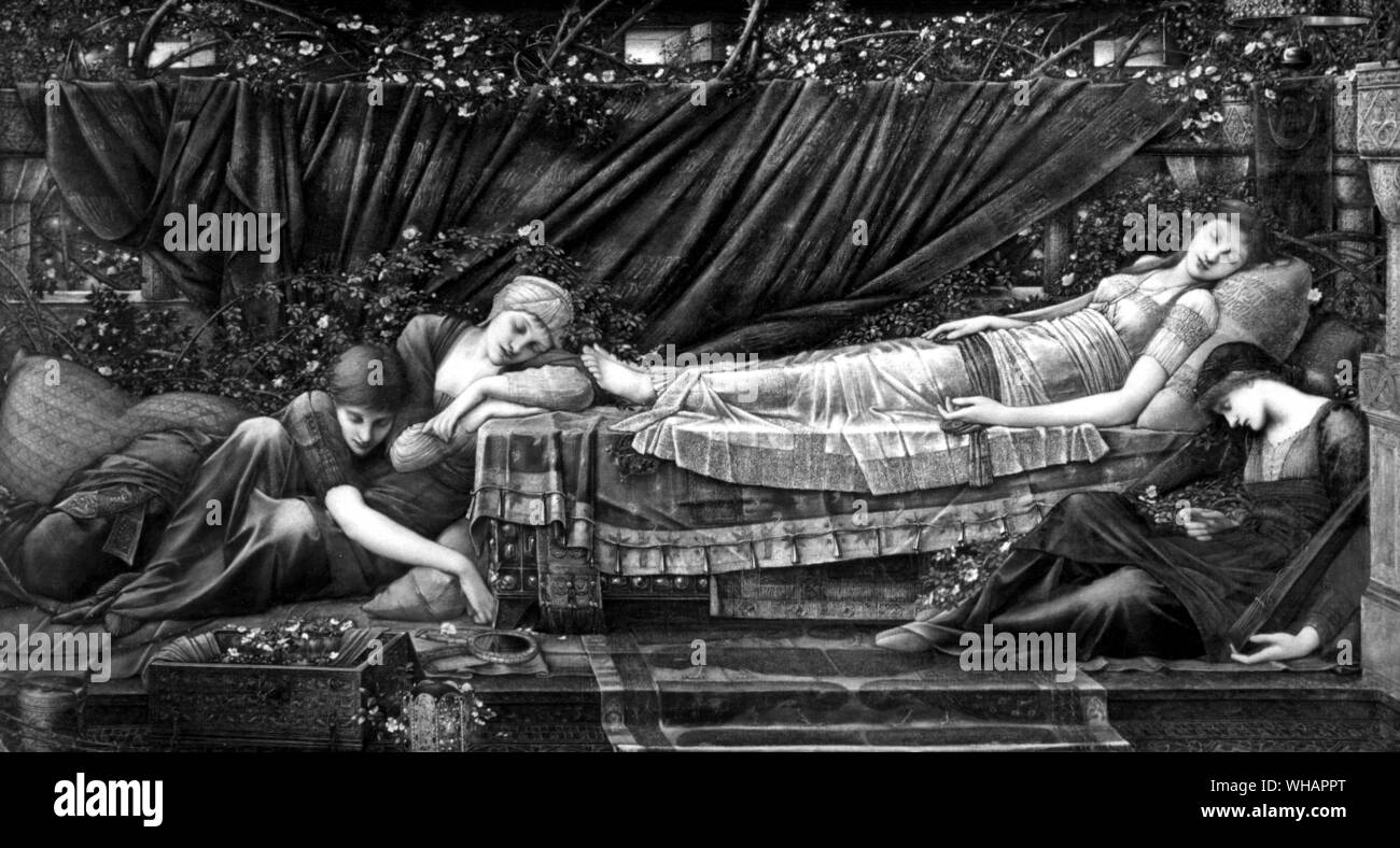 Sir Edward Coley Burne Jones 1833-1898. Qui giace accumulato in amore; dal Briar Rose serie. 1871-90. Foto Stock