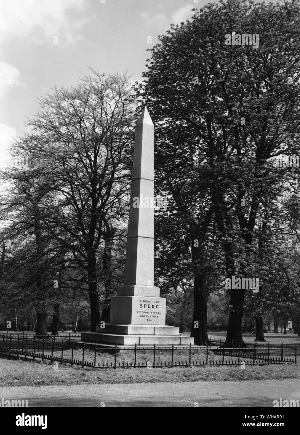 Speke obelisco. I giardini di Kensington. Londra Foto Stock