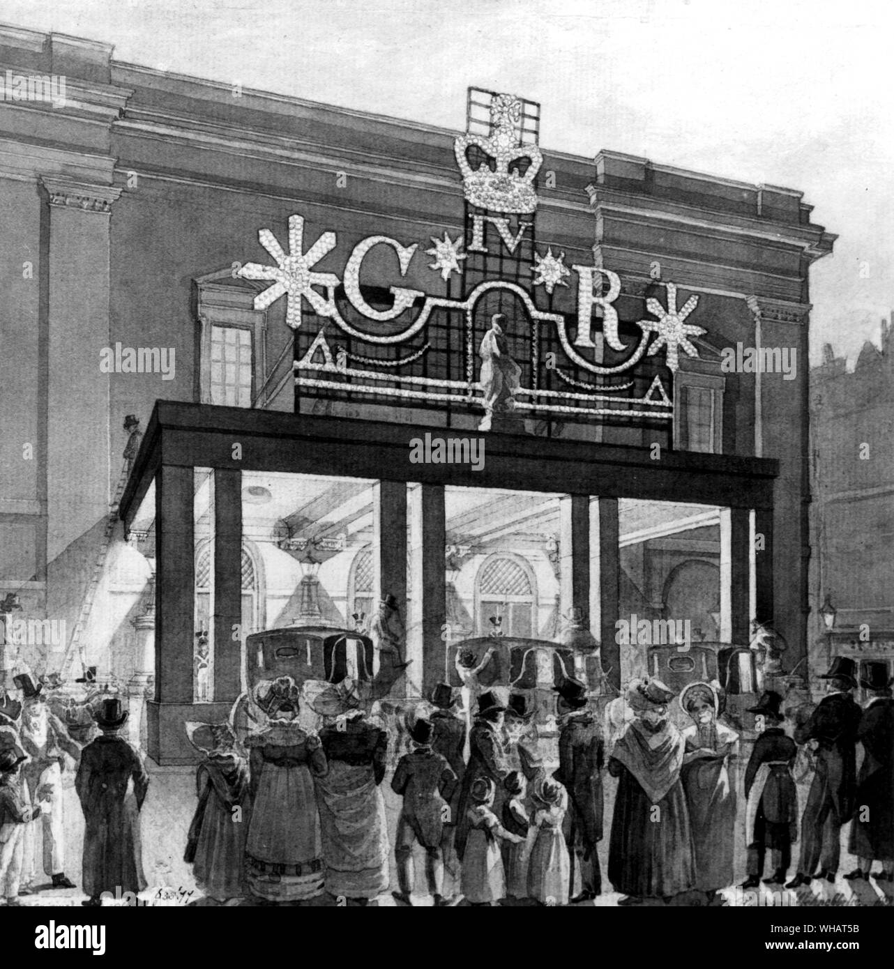 George IV I pullman arrivano a Covent Garden. Londra Foto Stock