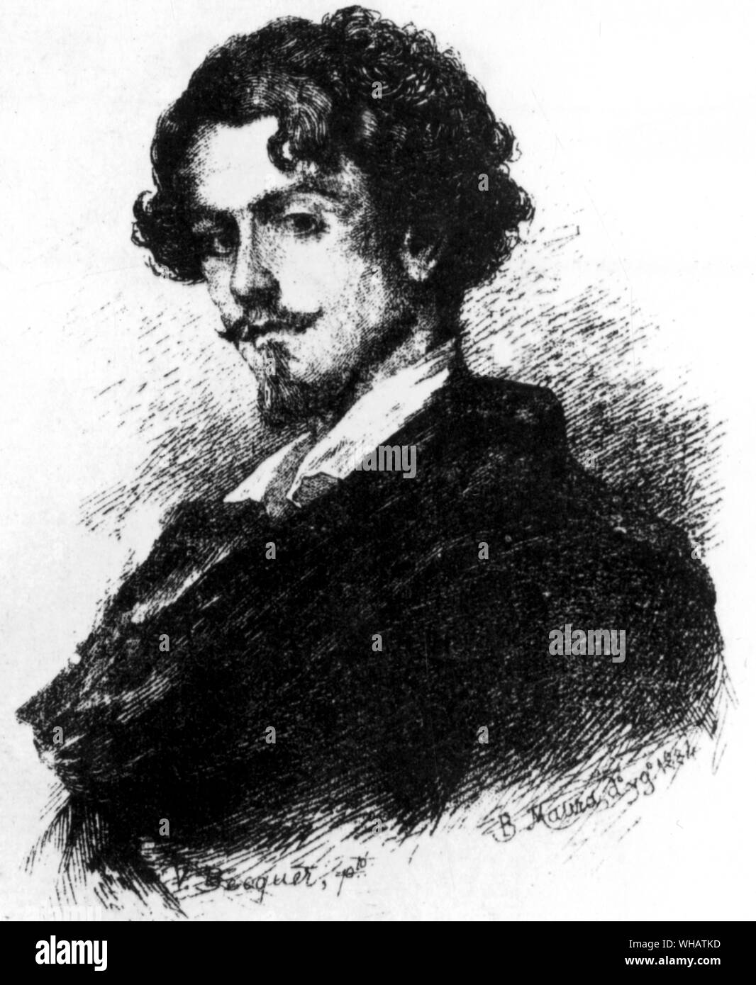 Gustavo Adolfo Bécquer (1836-1870). Lo scrittore spagnolo di poesie e racconti brevi, ormai considerato una delle figure più importanti della letteratura spagnola. Egli è considerato il fondatore della moderna lirismo spagnolo. Foto Stock