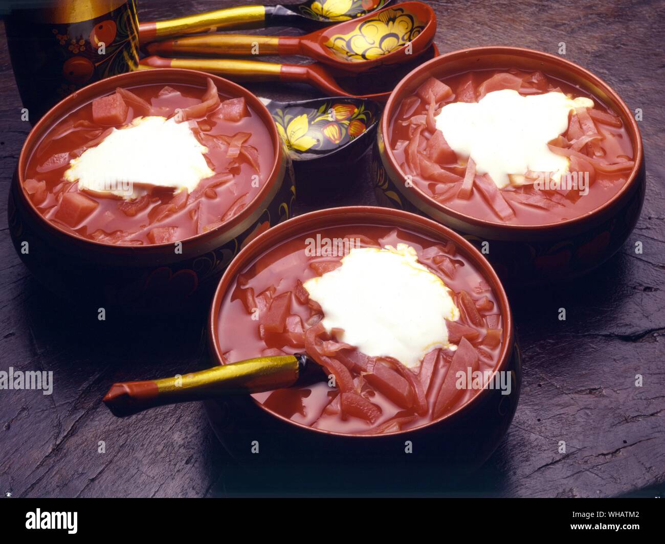 Cucina internazionale . Bortsch ucraino stile.. Borshch Ukrainskii, URSS Foto Stock