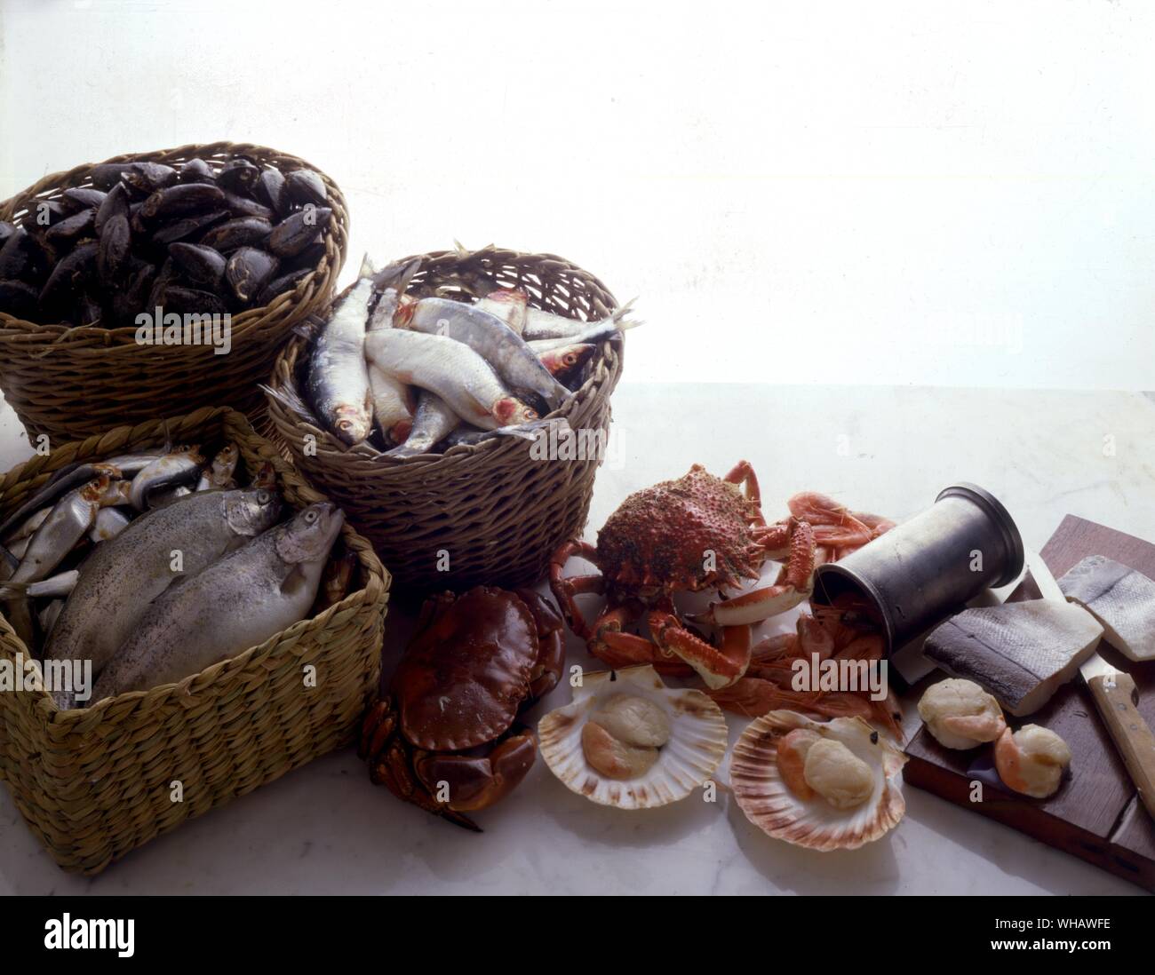 Ricette francesi . . Pagina di sommario per il pesce e i crostacei. Foto Stock