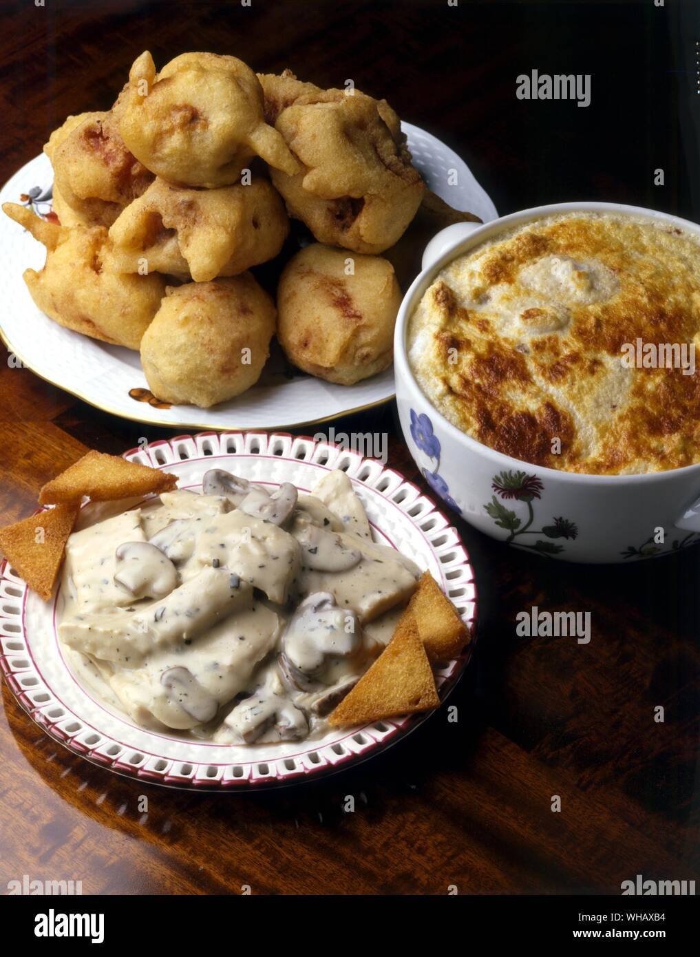 Farcite Kromeskies Bacon rotoli. White Devil. Dunelm di pollo Foto Stock