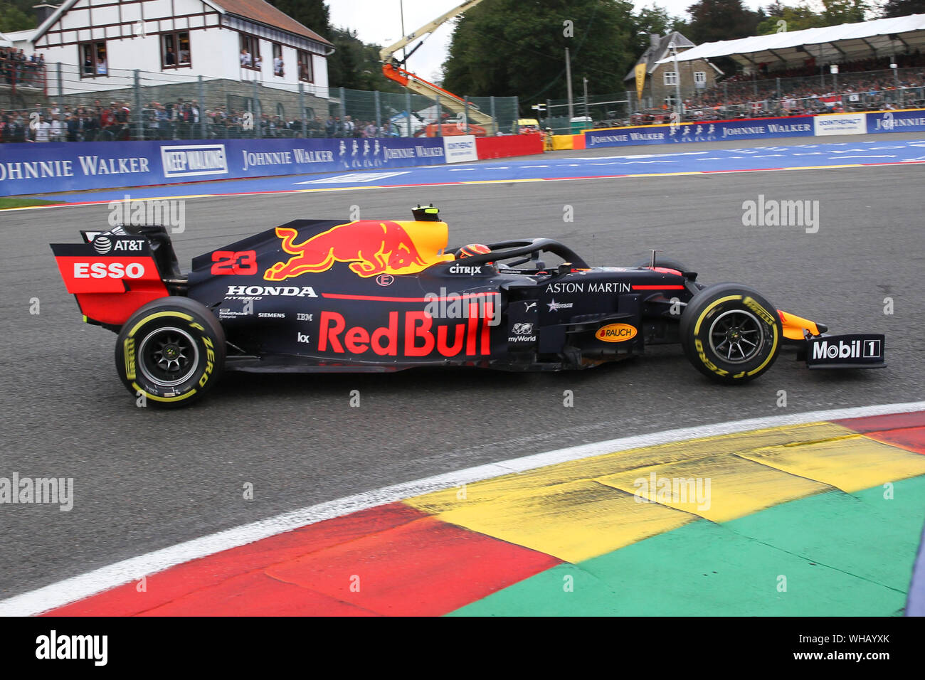 # 23 Alexander Albon, tailandese, la Red Bull Racing, RB15, Honda RA619H motore di Formula 1 racing driver in Formula 1 Johnnie Walker Gran Premio del Belgio 01.09.2019 circuito di Spa-Francorchamps in Belgio | Utilizzo di tutto il mondo Foto Stock