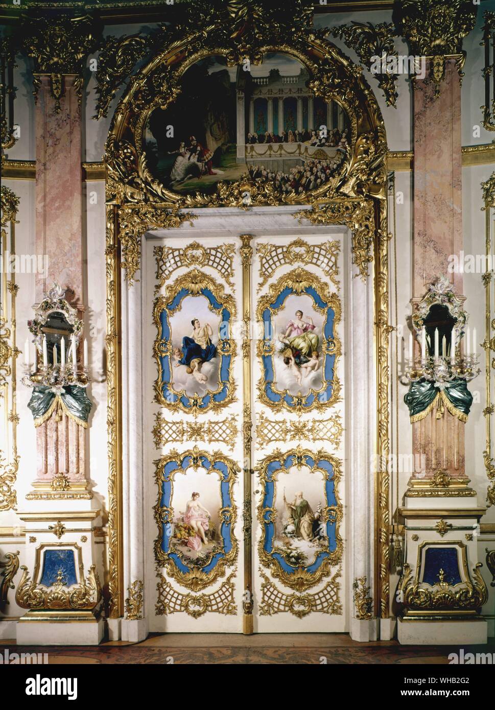 Porta della camera di porcellana di Meissen placche Foto Stock