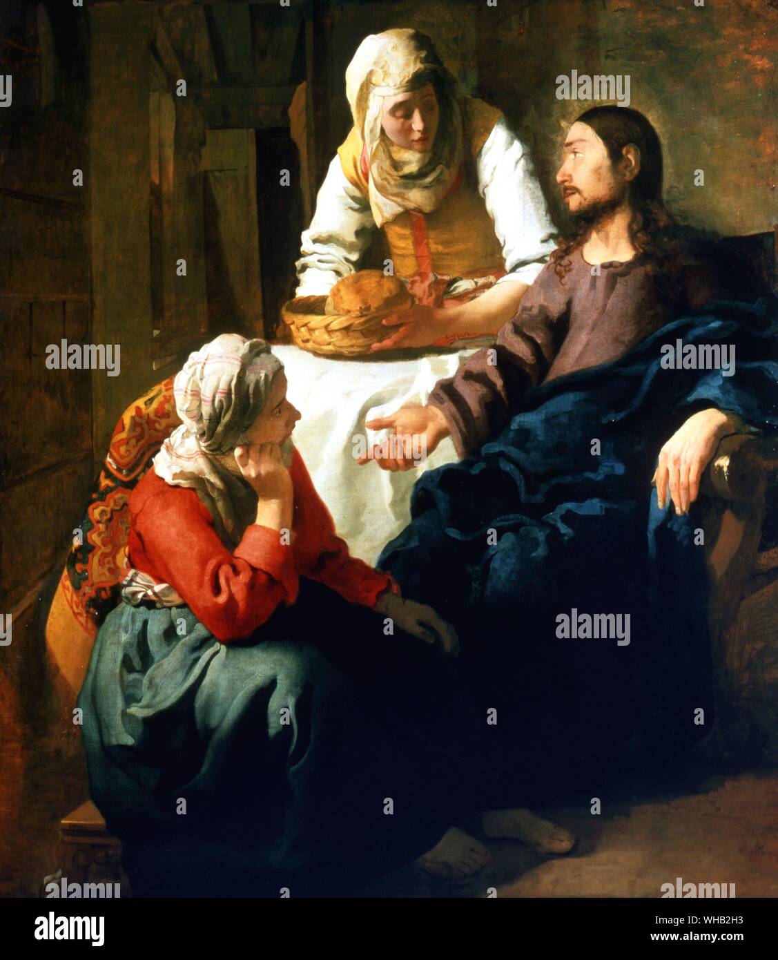 Arte - religiosi il cristianesimo la vita di Cristo. Johannes Vermeer dipinto 'Cristo in Maria e Martha's House. Galleria Nazionale di Scozia Foto Stock