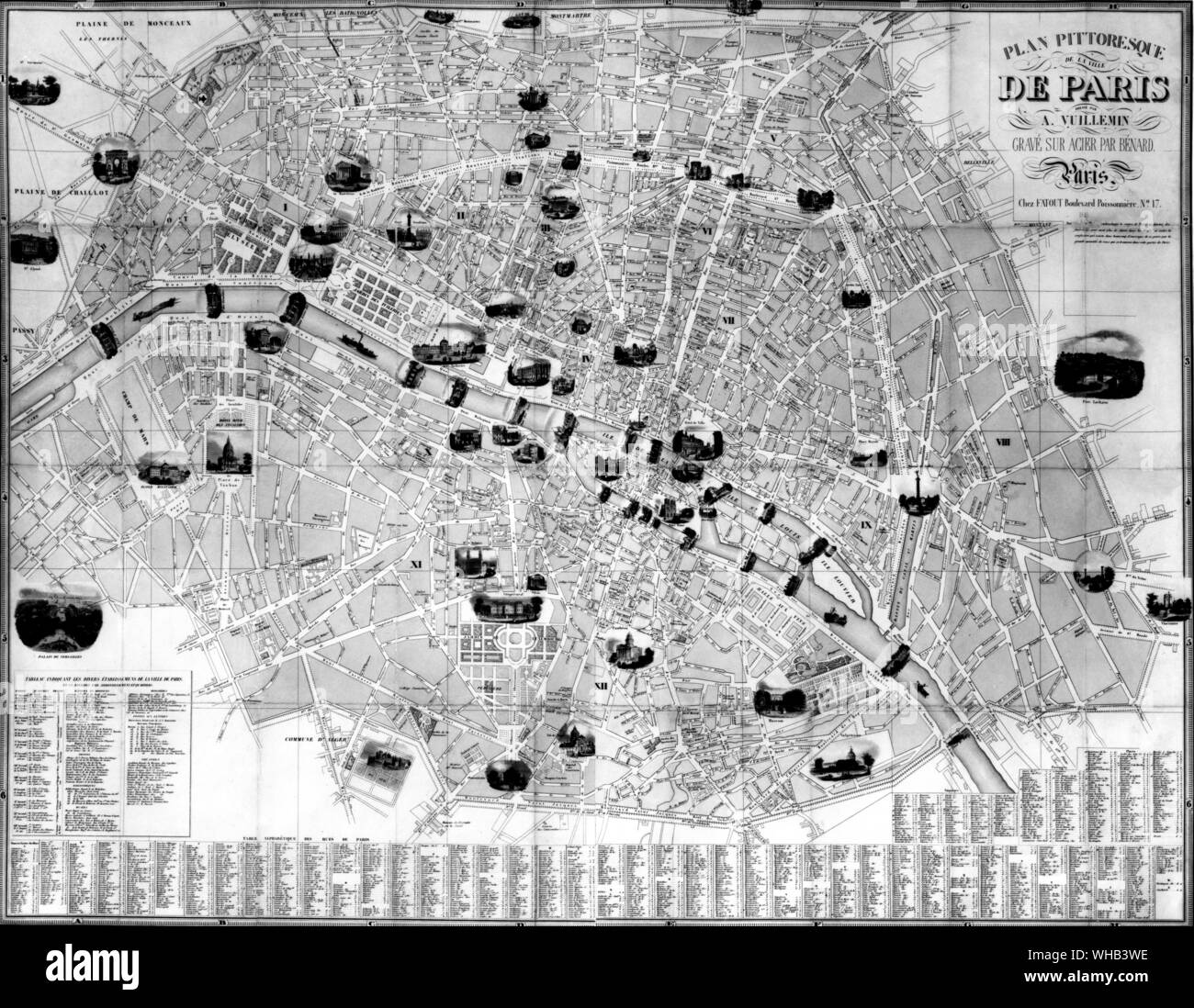 Piano dell'antenna di Parigi mettendo in evidenza le principali attrazioni della città. Foto Stock