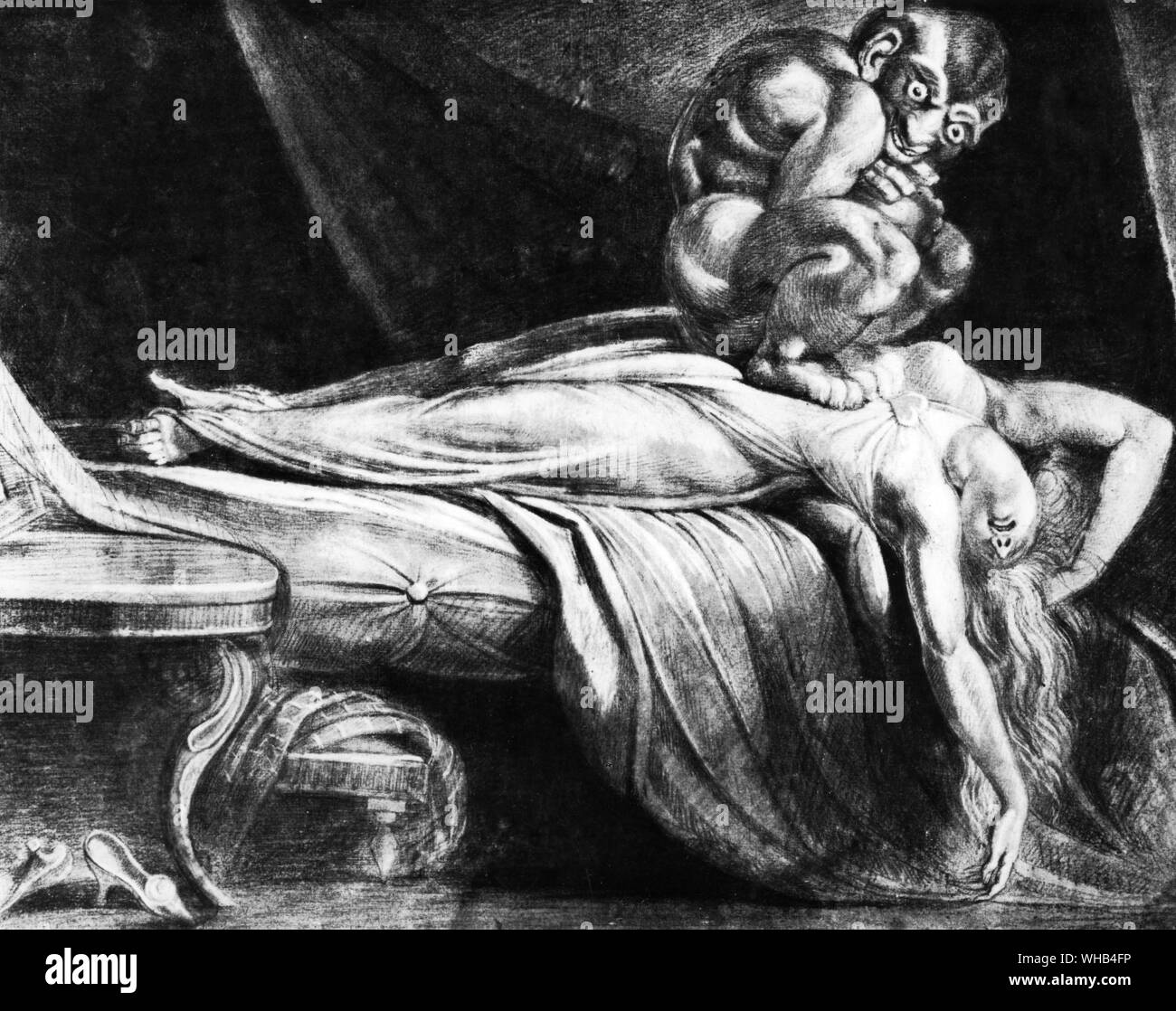Un incubus svuotamento di una donna addormentata dall incubo da Fuseli, utilizzato anche nella Enciclopedia dell'inspiegabile p.125.. Foto Stock