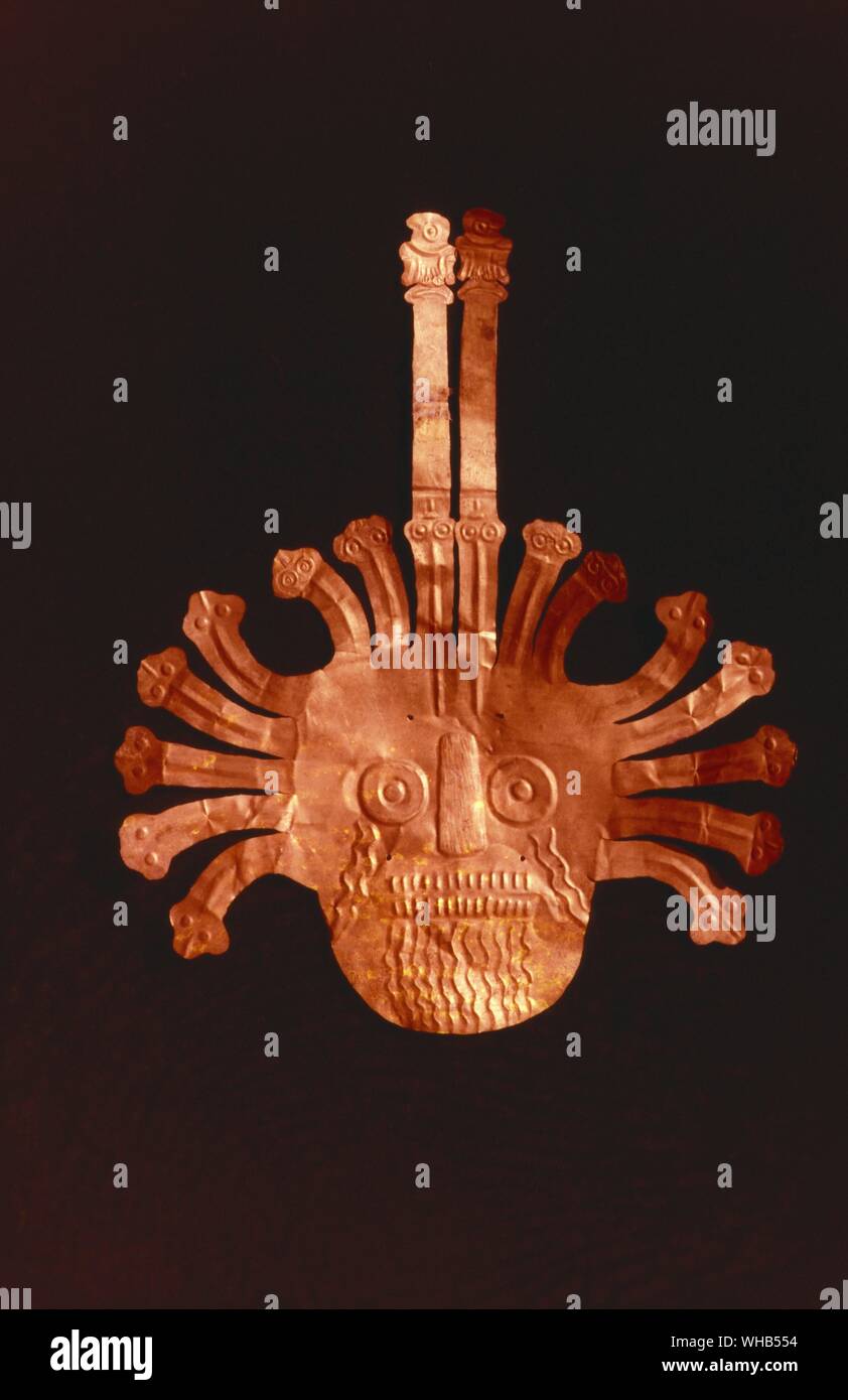Maschera Funeraria dalla civiltà Nazca , Perù , America del Sud Foto Stock
