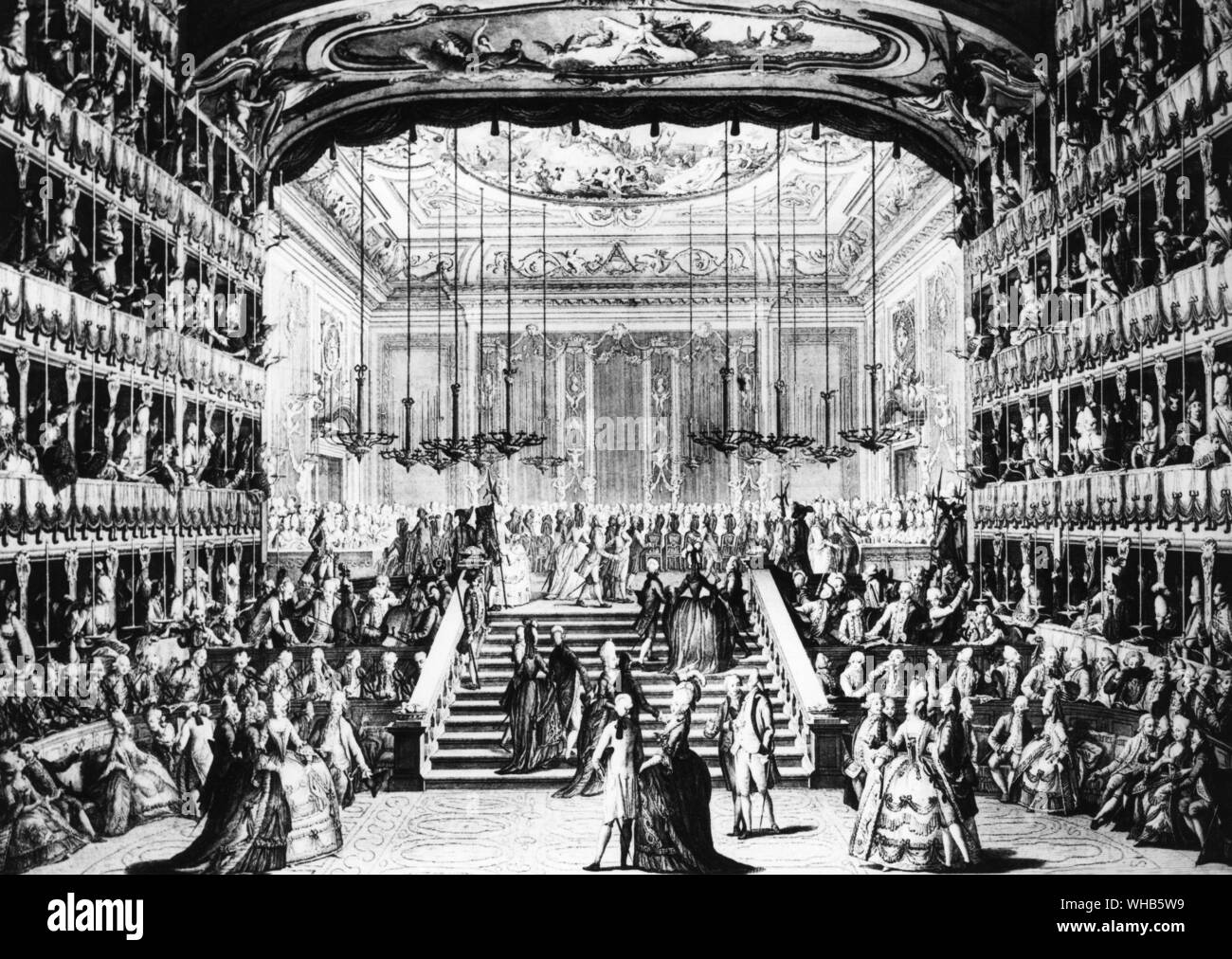Serata di gala presso il Teatro S Benedetto , Venezia , 1782 : pittura da Francesco Guardi Foto Stock