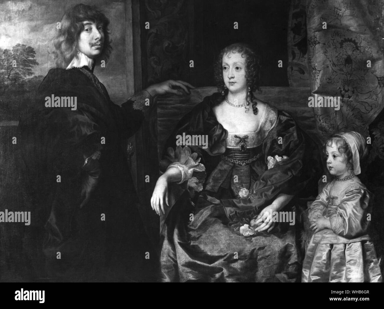 Algernon Percy, decimo conte di Northumberland, con sua moglie Anne Cecil, e uno dei loro figlie. 1634-5. Da un allievo di Sir Anthony Van Dyck. Foto Stock