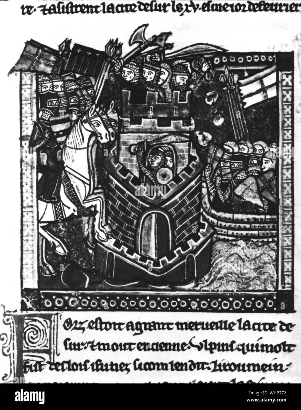 Dal XIII secolo manoscritto . Città di pneumatico bloccato dalla flotta veneziana Foto Stock