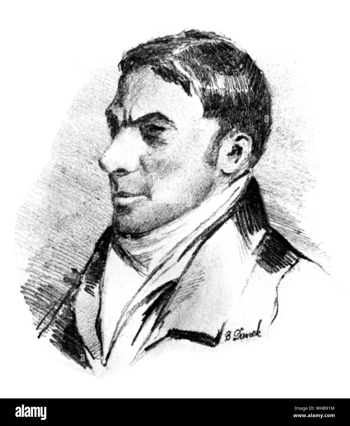 Robert Owen, incisione da B. Danck - litografia - Gourock manufatti di corderia Co. Limited, Port Glasgow.. Robert Owen (14 maggio 1771, Newtown, Montgomeryshire, Galles - 17 novembre 1858) era un gallese riformatore sociale e uno dei fondatori del socialismo e del movimento cooperativo. . Foto Stock