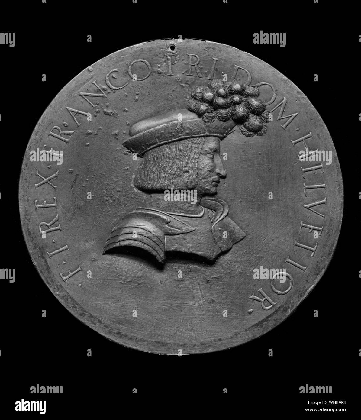 Francois I , Re dei Francesi e Tamer della Svizzera : la medaglia coniata c 1515 per commemorare Marignano Foto Stock