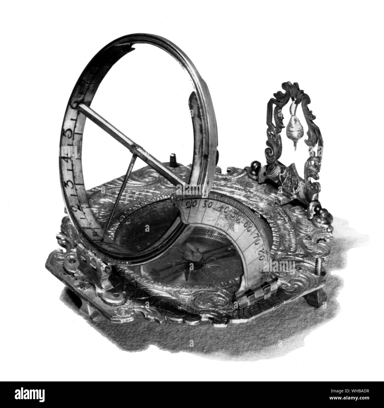 Quadrante equatoriale che mostra il pendolino per livellare lo strumento e il quadrante per impostare il latitude , circa 1760 , mediante l T Muller di Augsburg. Il British Museum , Londra Foto Stock