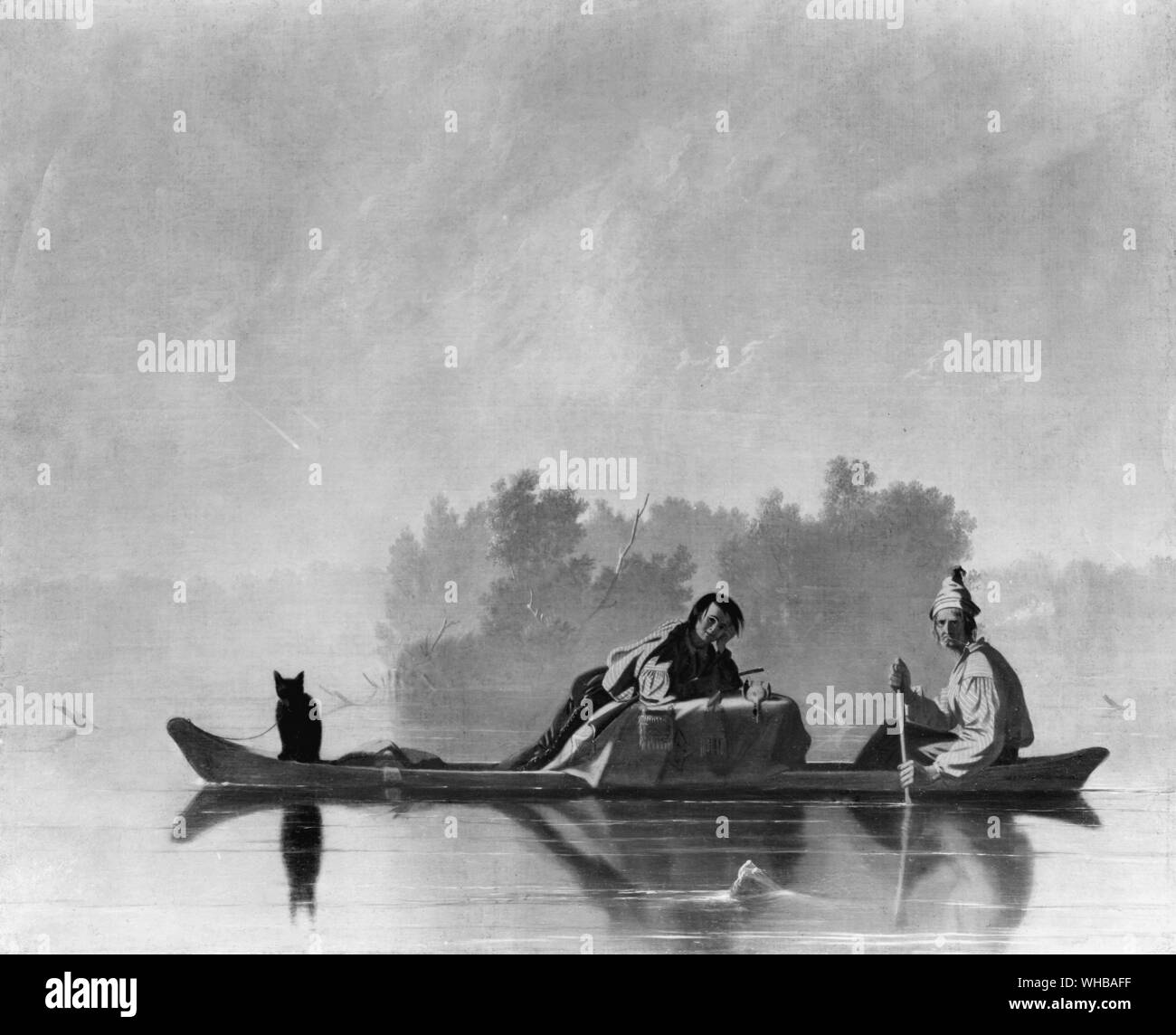 I commercianti di pellicce la discesa del Missouri , 1845 , da George Calab Bingham , olio su tela. Il Metropolitan Museum of Art di New York , USA Foto Stock