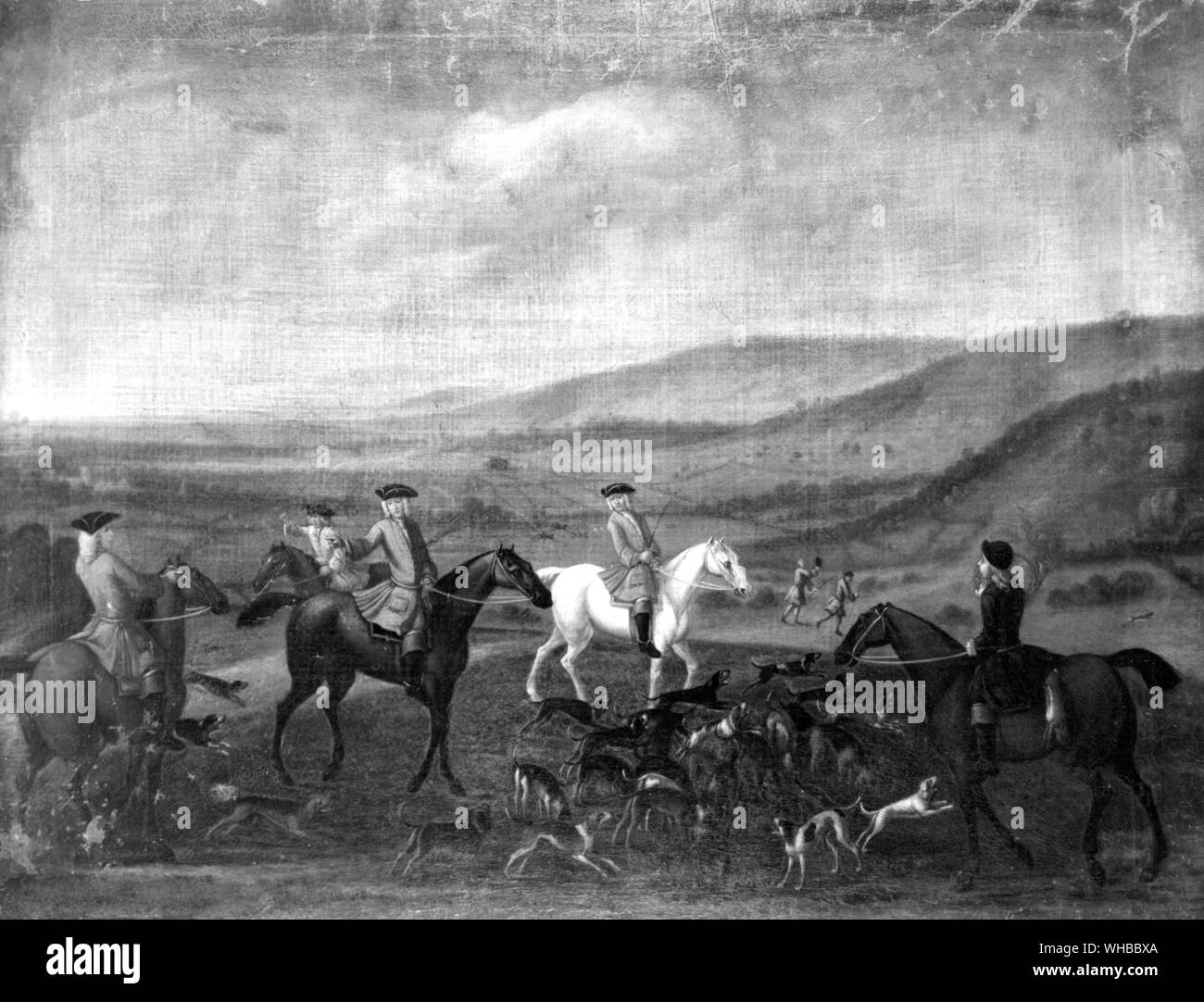 Jan Wyck una scena di caccia con montato cacciatori e hounds Foto Stock