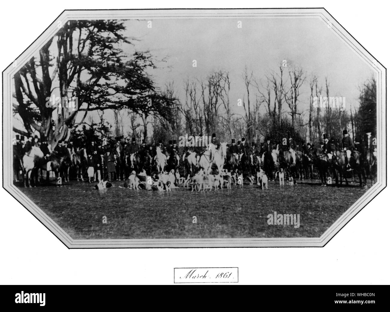 Edward Albert Prince of Wales (Bertie) con altri in costume di caccia Marzo 1861 Foto Stock