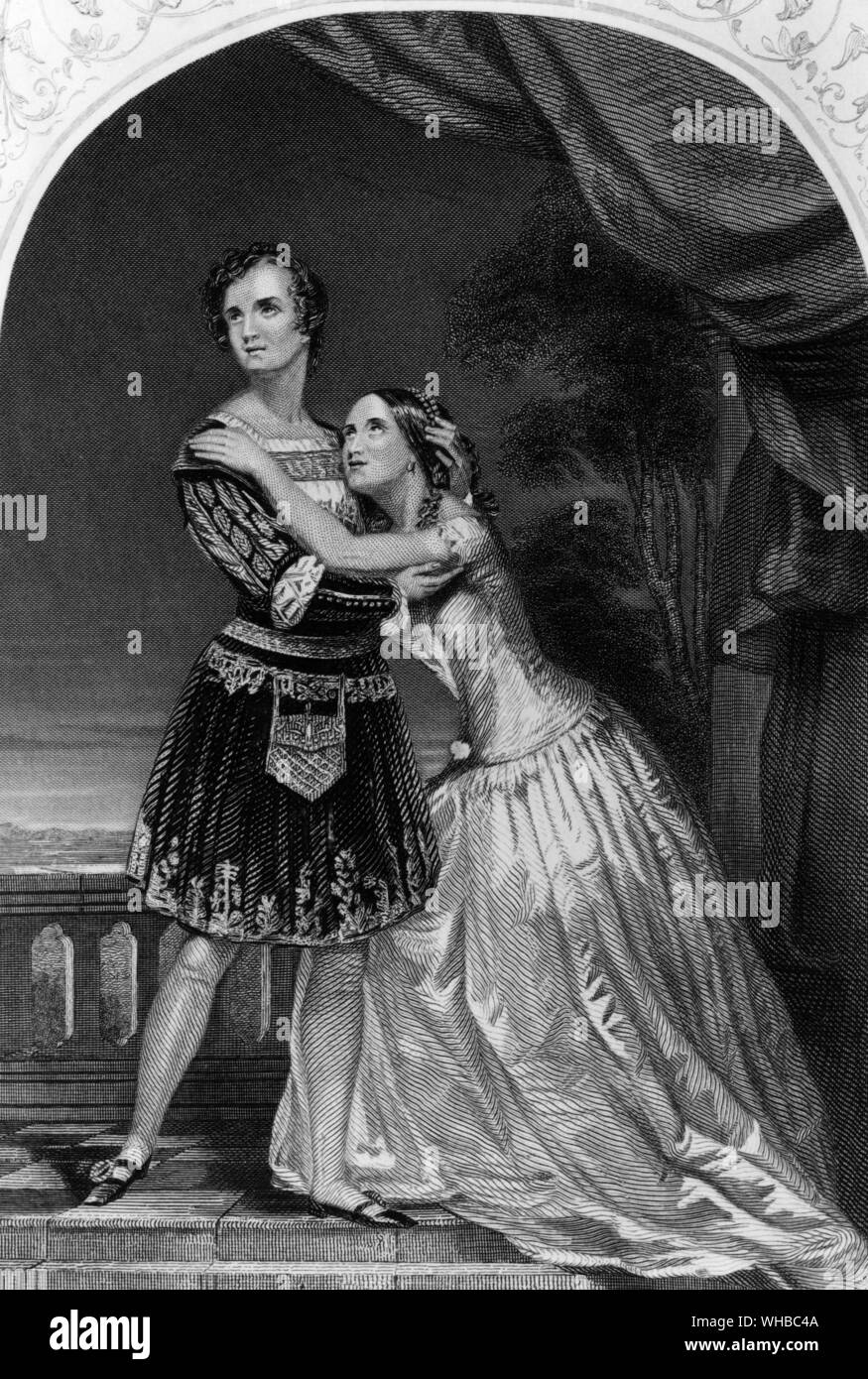 Charlotte e Susan Cushman come Romeo e Giulietta 1845.. . Charlotte Cushman (1816-76) è una ben nota attrice americana Charlotte's alto e mannish aspetto le ha permesso di attraversare le barriere di genere e ha fatto il suo celebre Romeo. Sua sorella Susan ha giocato Giulietta. Foto Stock