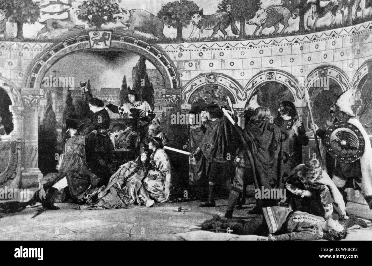 Martin Harvey's frazione mousetrap e scena di morte. Teatro lirico 1905 Foto Stock