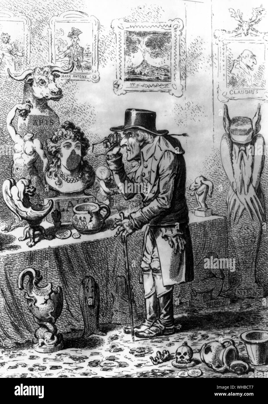 Cartoon di Gillray facendo riferimento a Sir William Hamilton il mancato riconoscimento di Emma Hamilton della vicenda con Nelson Foto Stock