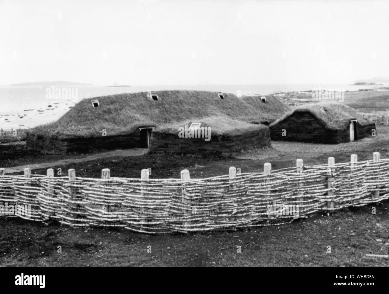 L'Anse aux Meadows Sito Storico Nazionale , Terranova , Canada : villaggio norvegese da mille prima presenza europea in America del Nord . Foto Stock
