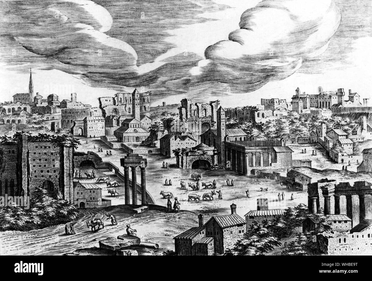 Gli animali che pascolano nel Forum , Roma da H Van Cleef antichità di Roma e del quartiere V e un Foto Stock