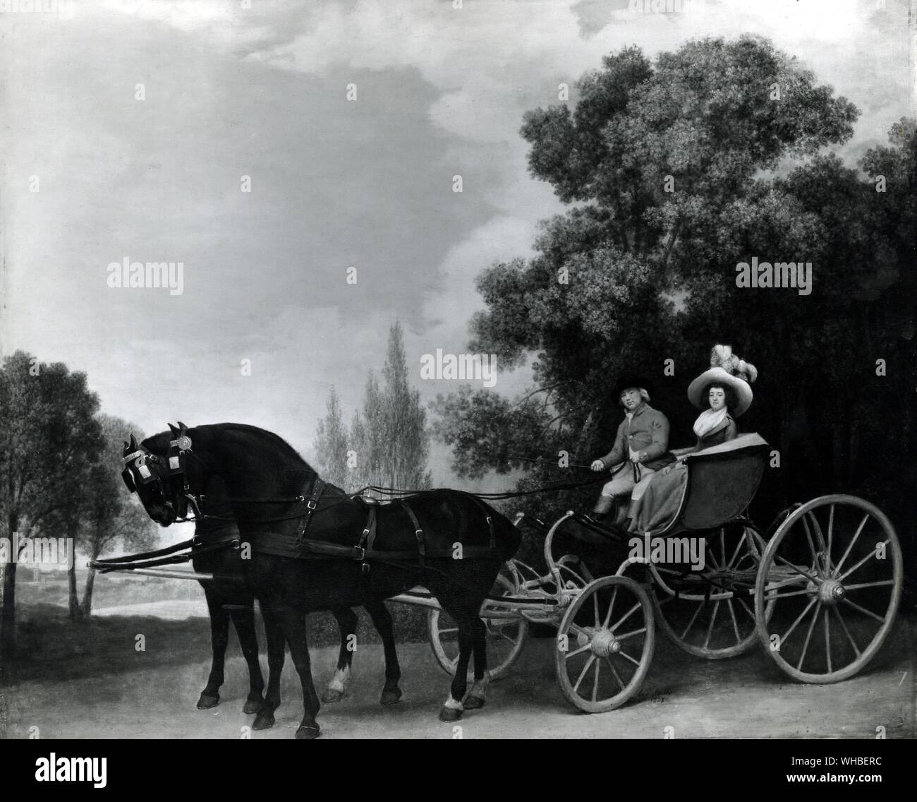 George Stubbs (1724-1806), una signora e un signore in un carrello. Foto Stock