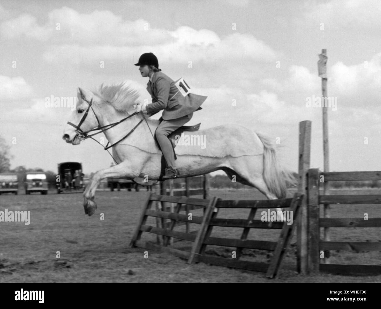 Princess Anne cavalcare il suo pony Bandit al Garth Hunt Binfield Berks Foto Stock