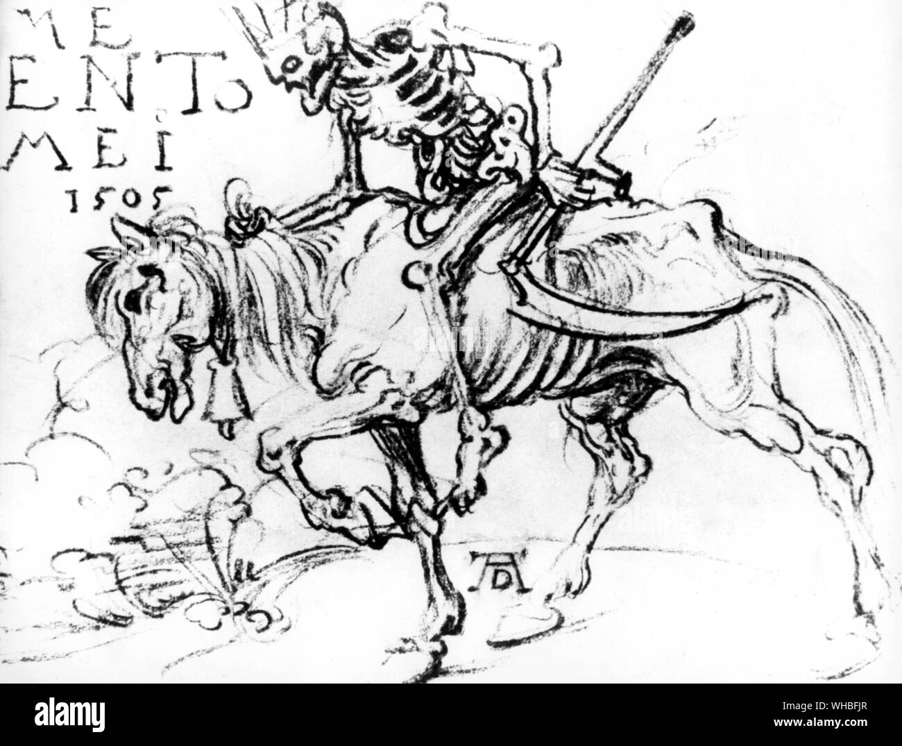 La morte di disegno di equitazione da Albrecht Dürer 1505. Foto Stock