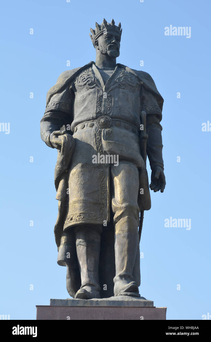 Amir Timur (Tamerlane) statua in bronzo a Shakhrisabz, southeastern Uzbekistan Foto Stock