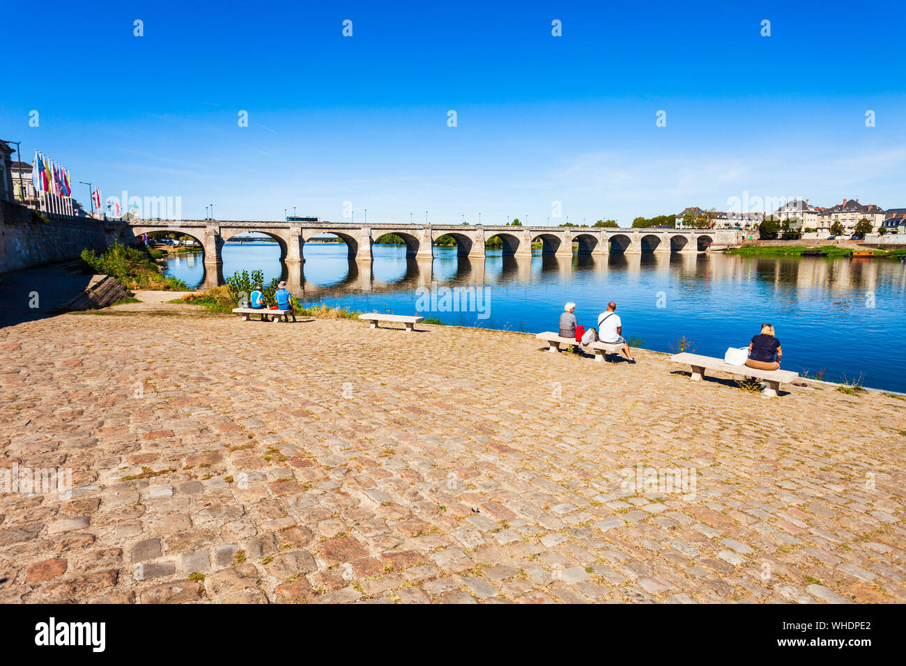 Ponte Cessart nella città di Saumur, Valle della Loira in Francia Foto Stock