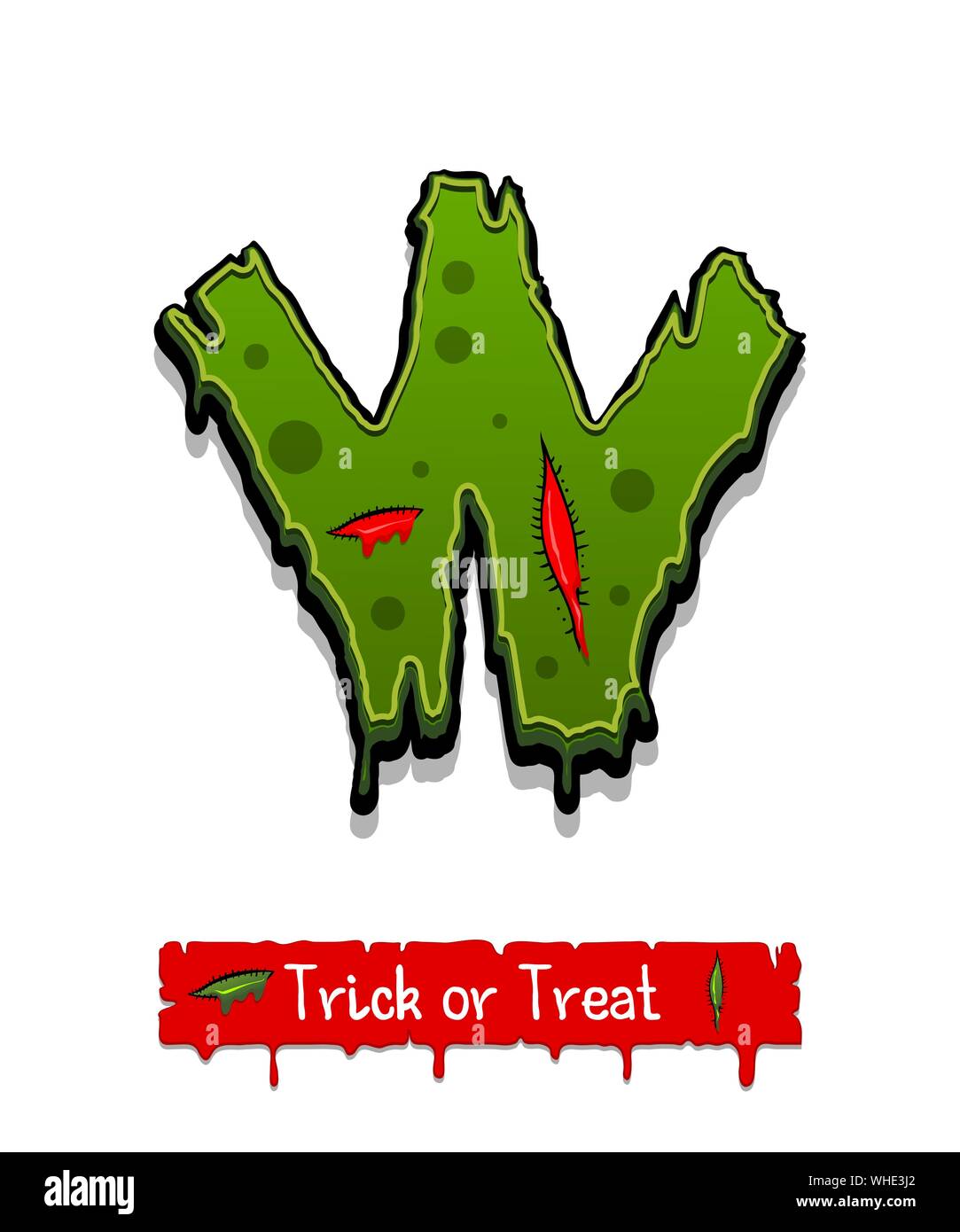 Halloween colore verde fumetto zombie horror font Illustrazione Vettoriale