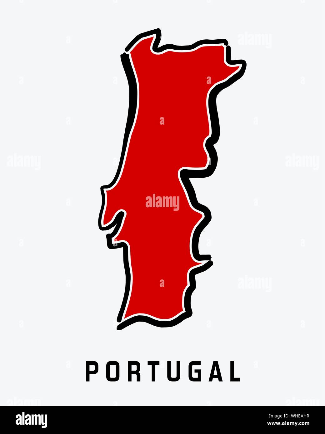 Mappa Portogallo delineare - buon paese semplificato mappa forma vettoriale. Illustrazione Vettoriale
